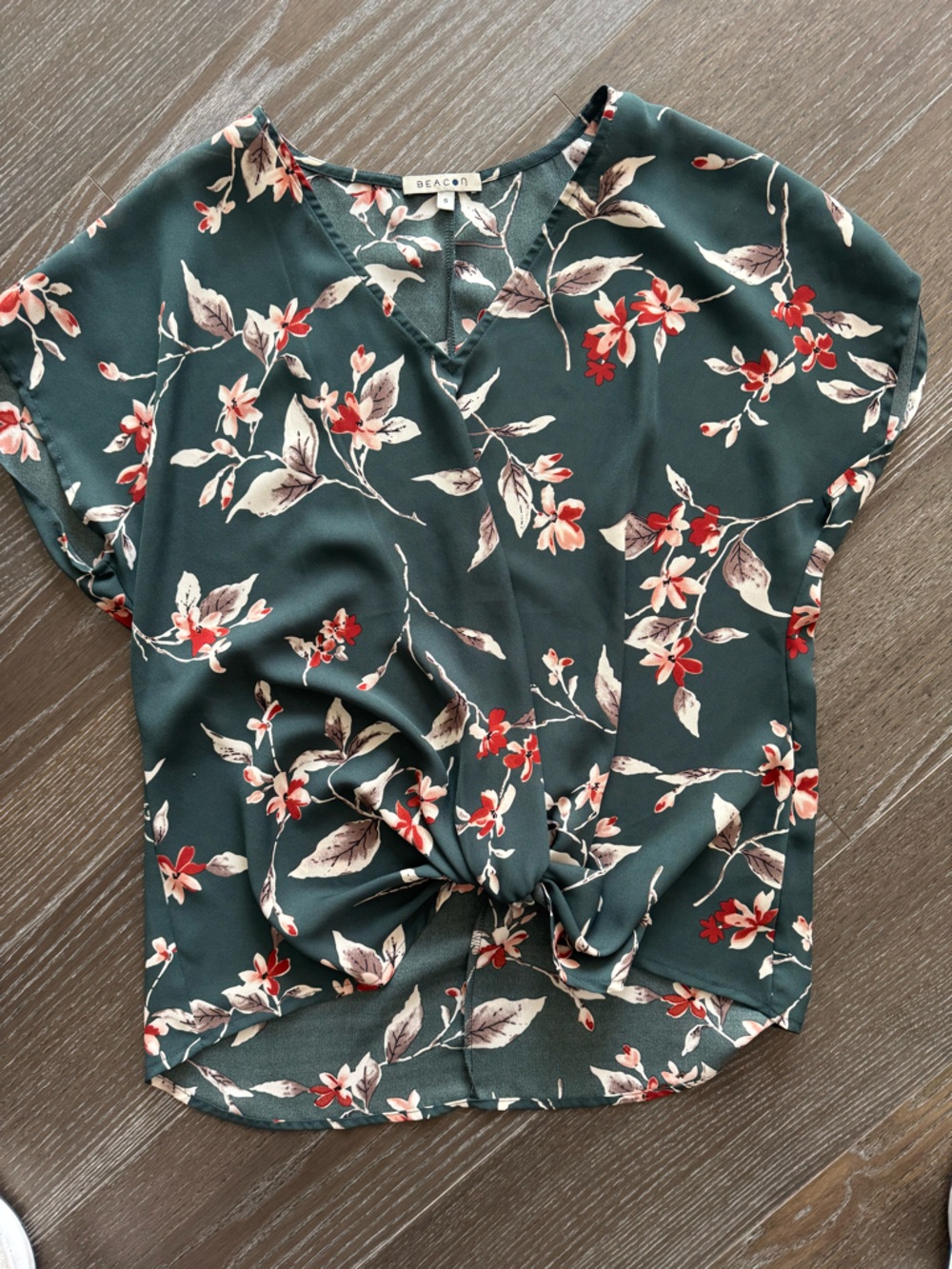 Beacon Green Floral Sleeveless Top with Pink Accents